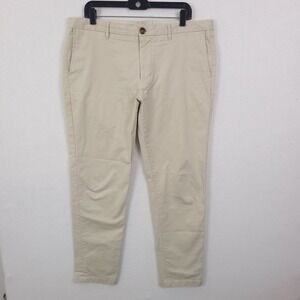 Proper Cloth Pants Men 38x30 Ivory  Stretch Chino Slim Tapered Cotton Twill